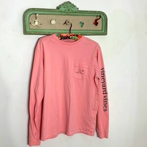 Vineyard vines pink long sleeve crewneck graphic t-shirt cotton small women
